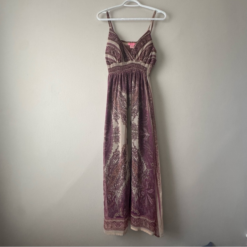 Vintage Y2K She's Cool Mauve and Cream Paisley Maxi Dress